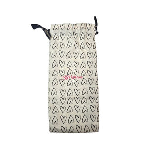 Brighton Jewelry Bag Black Heart White Drawstring Pouch Travel Dustbag Large